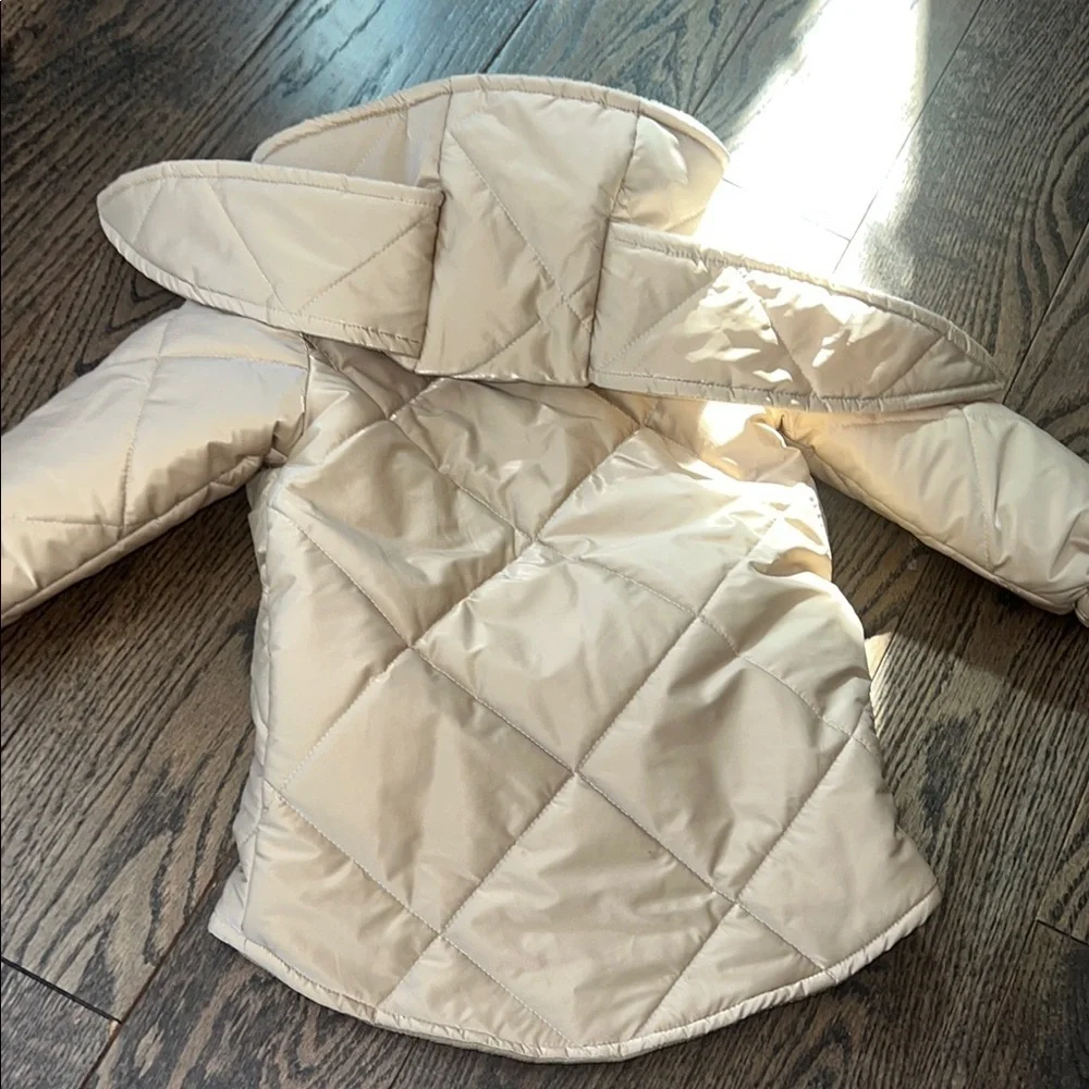Tan Quilted Hooded Jacket with Ears 12-18 months baby ! European EUC